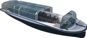 Elektrische rondvaartboot met schuifdak
